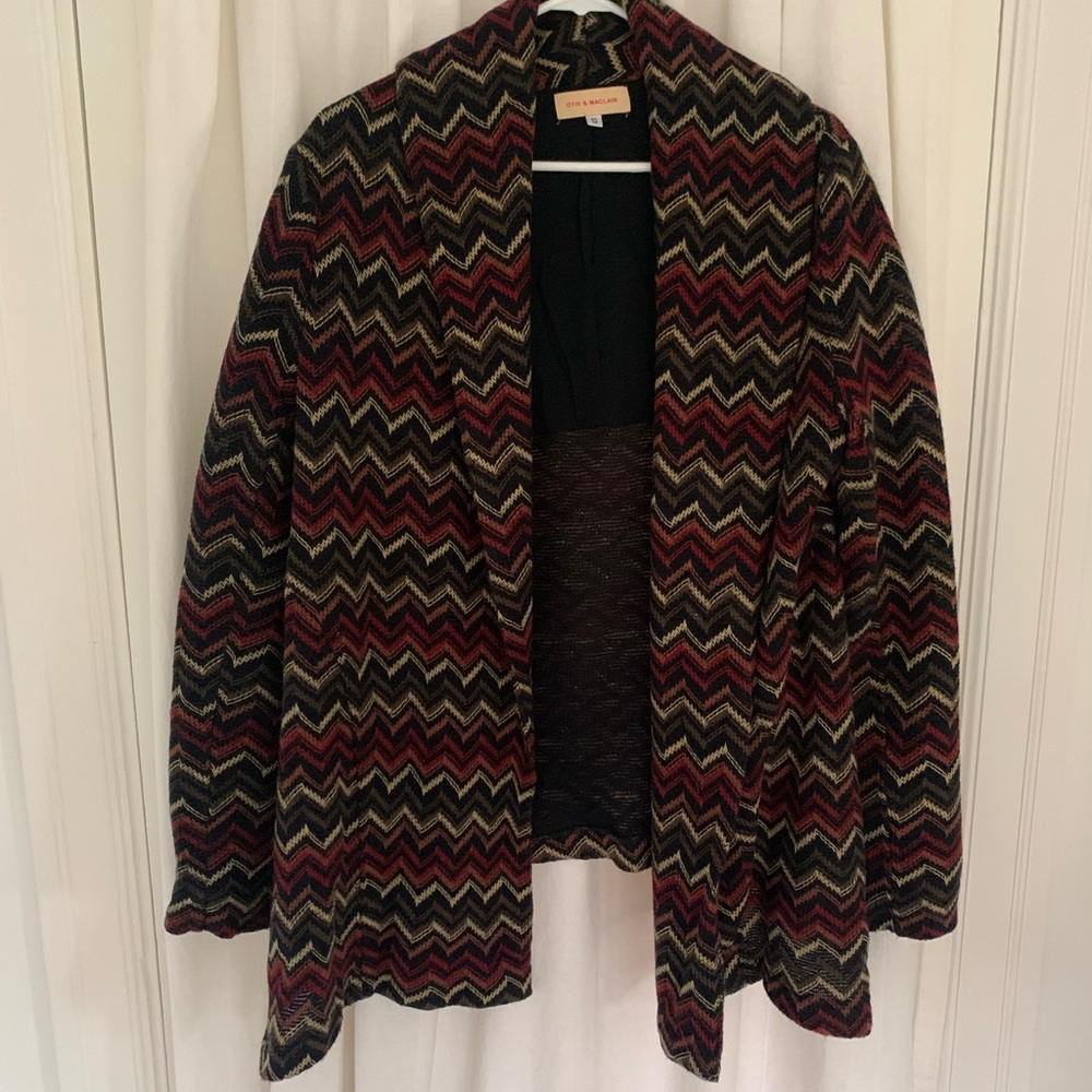 Chevron Patterned Knit Cardigan Blazer